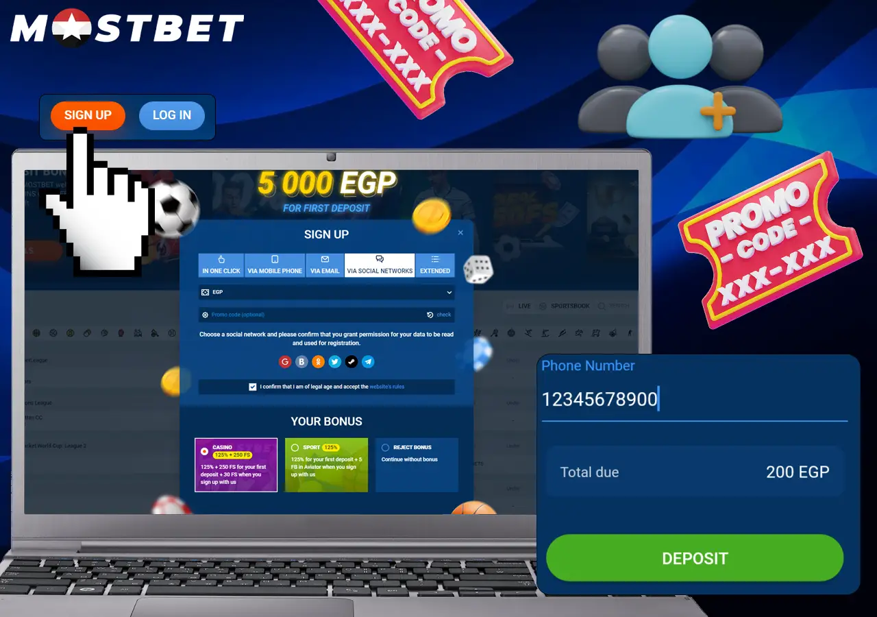 افتح المكافآت مع promo code mostbet